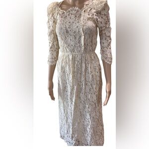 1980's Cachet by Bari Protas ivory lace Totally 80s Prom Wedding Cocktail Dress